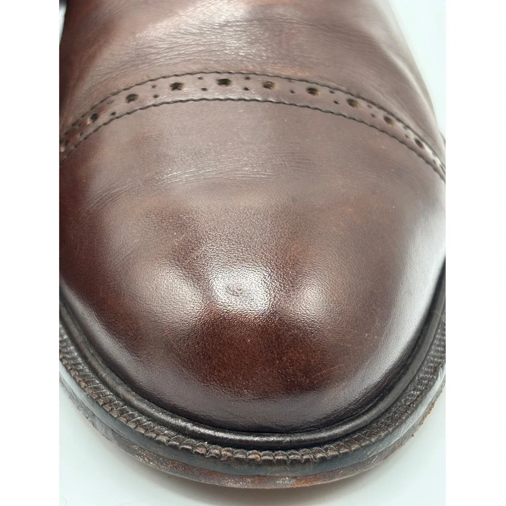 Alfani Men's Brown Cap Toe Oxford Dress Shoes Made in Italy Leather Lace Up